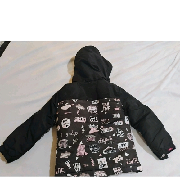 Trendy Kids Puffer Jacket - Black with Pink Accents - Picture 11 of 13